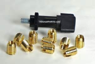 If your threads aren't completely destroyed, you can try chasing the threads, using some grease and a thread chasing tap. Fix stripped plastic screw holes - Harley Davidson Forums