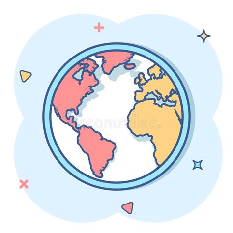 Icono Del Mapa Del Mundo De La Caricatura Vectorial En Estilo Cómico