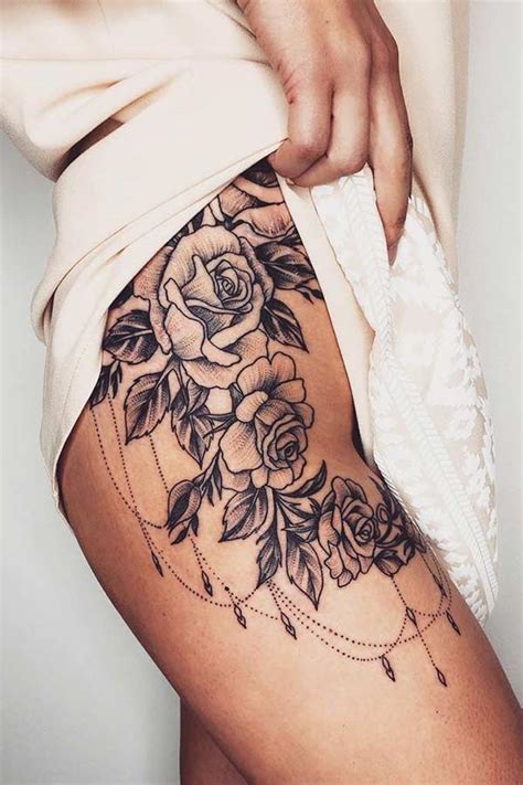 Las Mejores Ideas De Tatuajes De Rosas En El Muslo Para Mujeres
