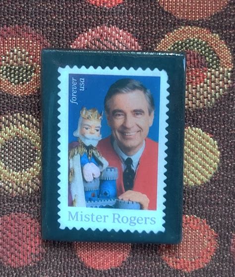 Mister Rogers Postage Stamp Pin Lapel Pin Black Clay Etsy