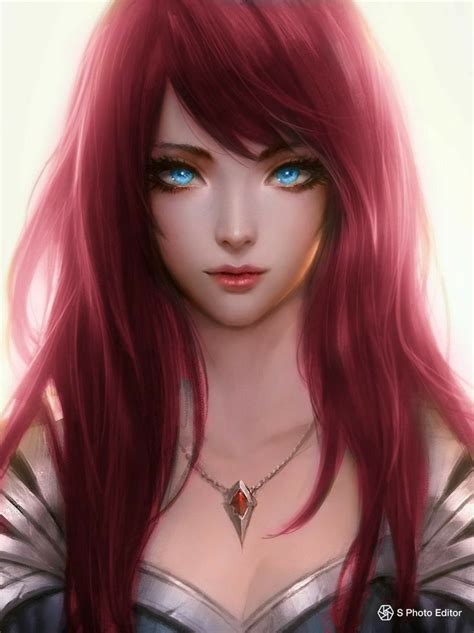 A Digital Painting Of A Woman With Red Hair And Blue Eyes Wearing A