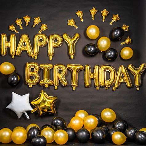 Black Gold Birthday Balloon Set Party Dress Up Decoration