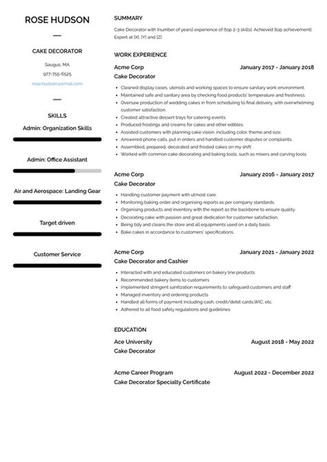 Cake Decorator Resume Examples And Templates