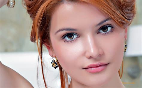 Redhead Model Dina P Women Closeup Face Wallpapers Hd Desktop And
