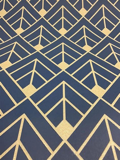 Rasch Diamond Geometric Wallpaper Navy Blue Gold Glitter