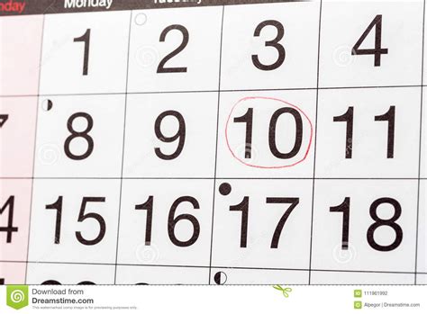 Date Circled In A Calendar Page Stock Photo Image Of Paper Page