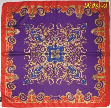 Silk is the material produced by silk worms as they spin their cocoons. VERSACE purple and royal with Red BAROQUE Border silk ...