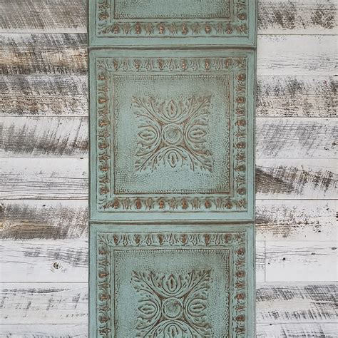 Ornamental Turquoise Rustic Tin Tile Wallpaper Tin Tiles Copper
