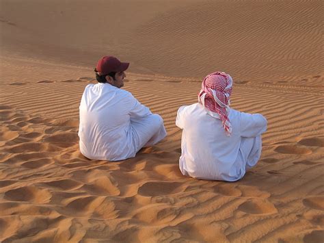 Royalty Free Photo Two Man Sitting On Desert Pickpik