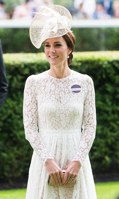 Kate Middleton Makes Her Royal Ascot Debut In White Lace Dolce And Gabbana Dress Lace White