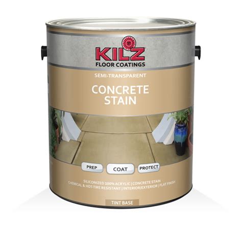 The use of a clear sealer is required as a top coat for optimal performance. KILZ® Semi-Transparent Concrete Stain - Primers, Specialty ...