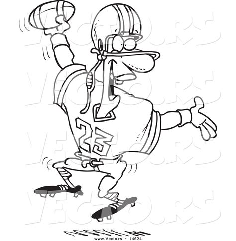 Vector Of A Cartoon Black Male Football Player Scoring A
