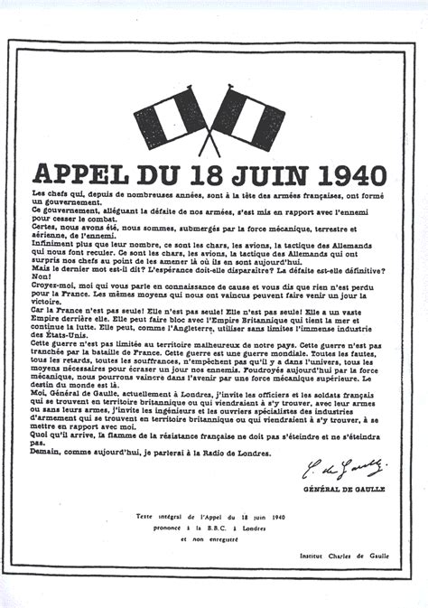 L'appel du 18 juin est célébré parce que c'est un discours d'appel à la résistance (= a speech calling the listeners to be part of the french resistance.). 18 juin 1940… | Lorguesnet.fr