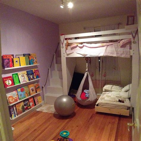If you find a bed design that fits your needs and style, use it, or you can transform one of the concepts in this gallery into your own design. Kids Space: Loft bed, bunk bed build with hanging toddler ...