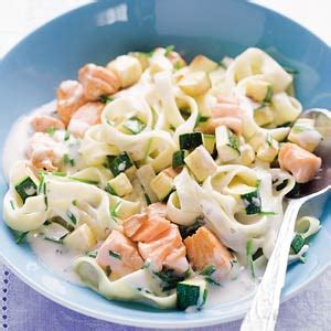 Tagliatelle met zalm en spinazie