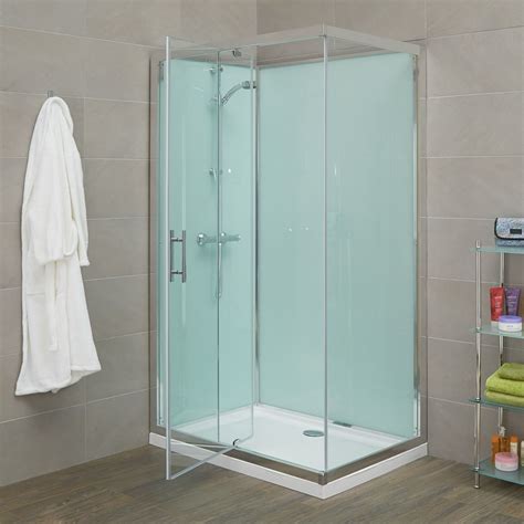 Quatro Rectangular Shower Cabin With Aqua White Back Panels 1200 X 800mm Better Bathrooms