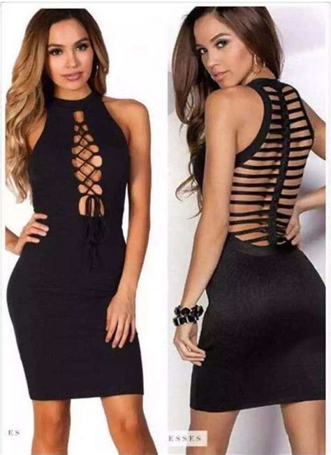 Black Cut Out Backless Round Neck Sexy Bandage Dress Pretty Style My