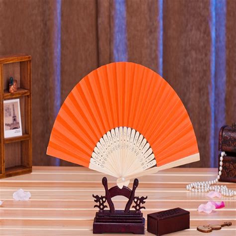 New Delicate Wedding Decoration Party Supplies Folding Orange Paper Fan