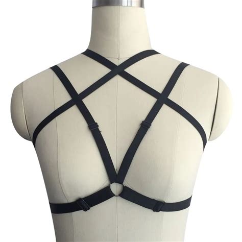 New Sexy Caged Body Harness Bra Bondage Lingerie Black Gothic Club Erotic Handmade Choker