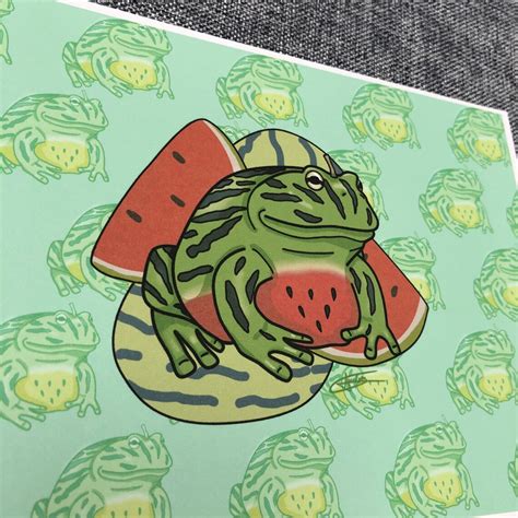 Watermelon Frog A5 Print Etsy