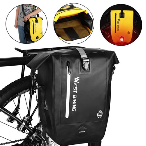 West Biking 25l Full Waterproof Bike Rack Bag Bicycle Carrier Saddle