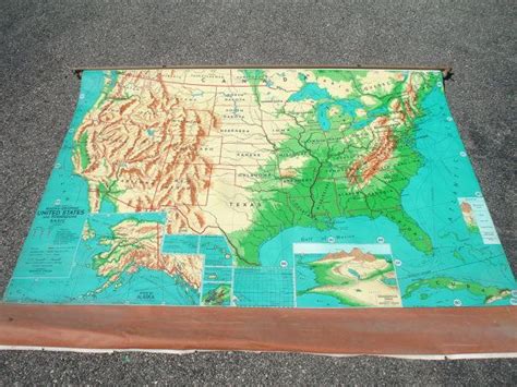 Vintage School Wall Map Of The United States By Gallerymoonlight