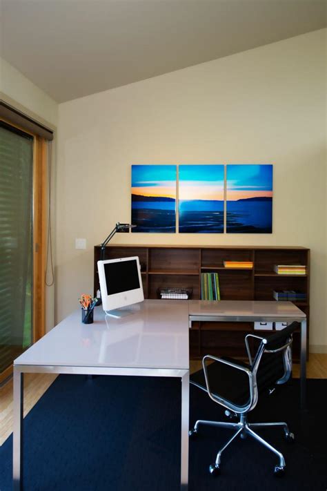 Modern Home Office With Triptych Art Hgtv