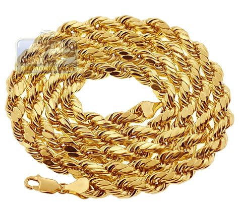 Men's classic stainless steel mens chains 18k real gold plated vintage latin christian cross pendants necklaces. Real 10K Yellow Gold Hollow Rope Mens Chain Necklace 5 mm