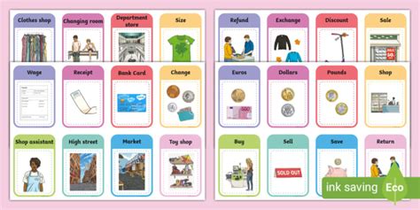 Esl Shopping Word Cards