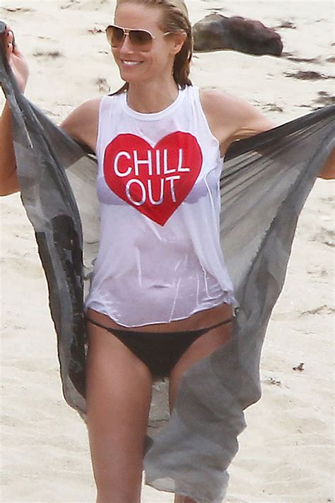 Heidi Klum In Wet Shirt On The Beach In St Barths June Celebmafia