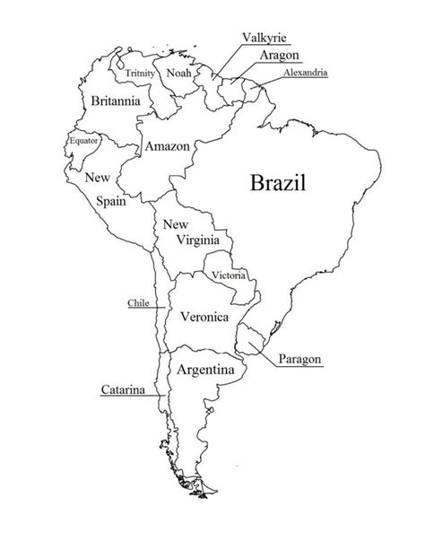 South America Coloring Page With Country Names Latin America Map