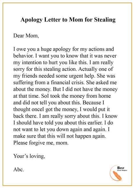 Apology Letter Template To Mommother Format Sample And Example