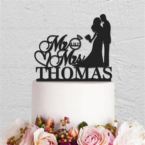 Personalized MR MRS Ring Wedding Cake Topper Acrylic Cake Topper With Last Name Date Wedding