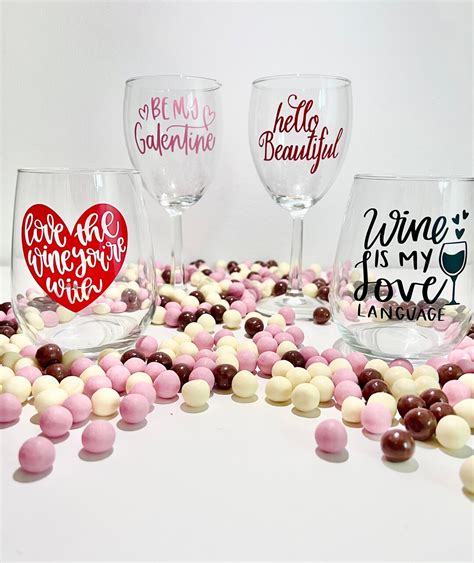 Valentine S Wine Glasses Stemless Wine Glasses Stemmed Etsy