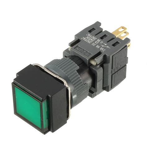 Momentary Green Square Head Push Button Switch Spdt 6p 24vdc Green