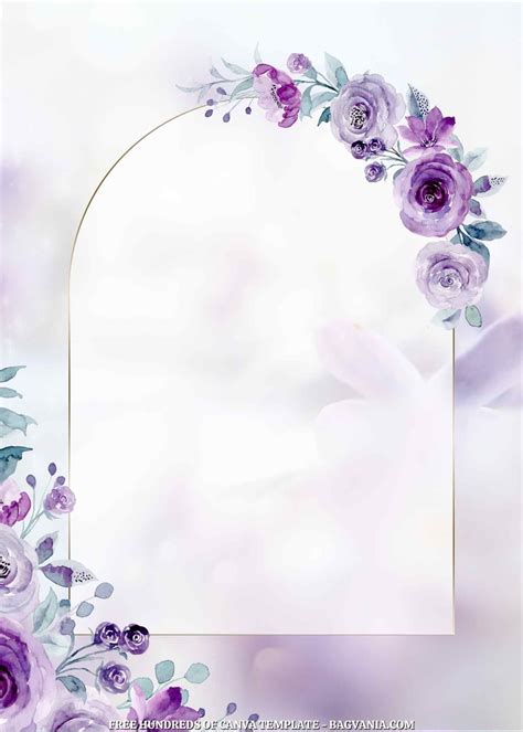 16 Watercolor Roses Purple Canva Wedding Invitation Templates Artofit