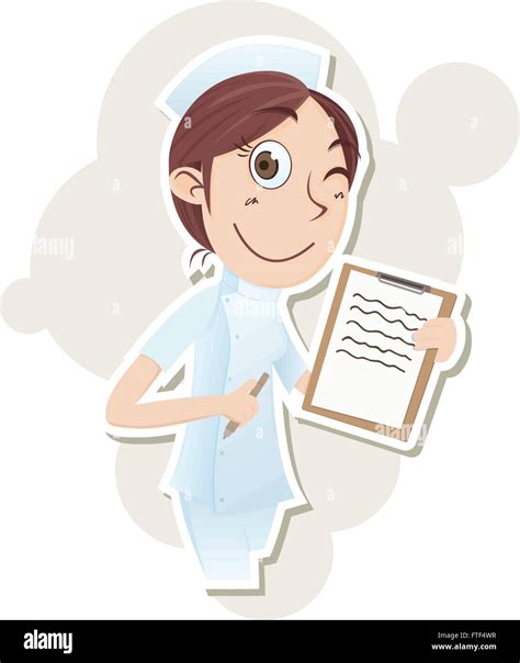Cartoon Beautiful Nurse With Clipboard Stock Vector Image And Art Alamy