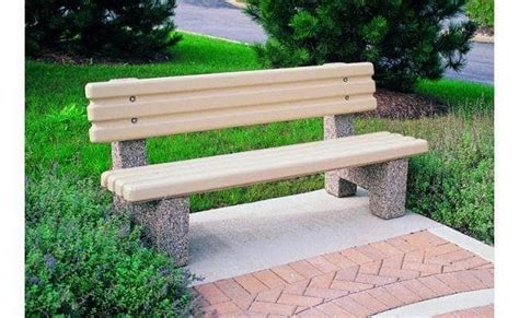 6 Ft Precast Solid Concrete Park Bench With Back Crowd Control Warehouse