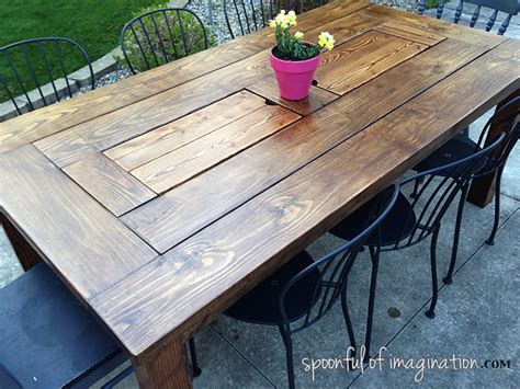 Diy outdoor table with a herringbone top. DIY Outdoor Table - Spoonful of Imagination