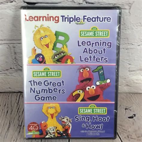 Sesame Street Learning Triple Feature Dvd 3 Disc Set Letters Numbers