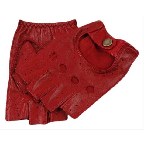 Dents Snetterton Cut Off Finger Leather Driving Gloves Berry Red Kj Beckett
