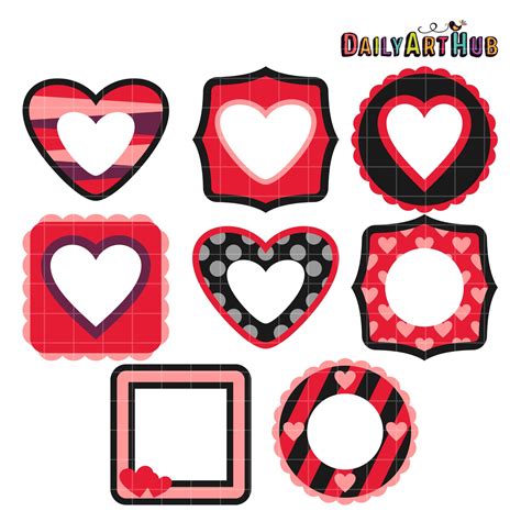 Valentines Day Frames Clip Art Set Daily Art Hub Graphics