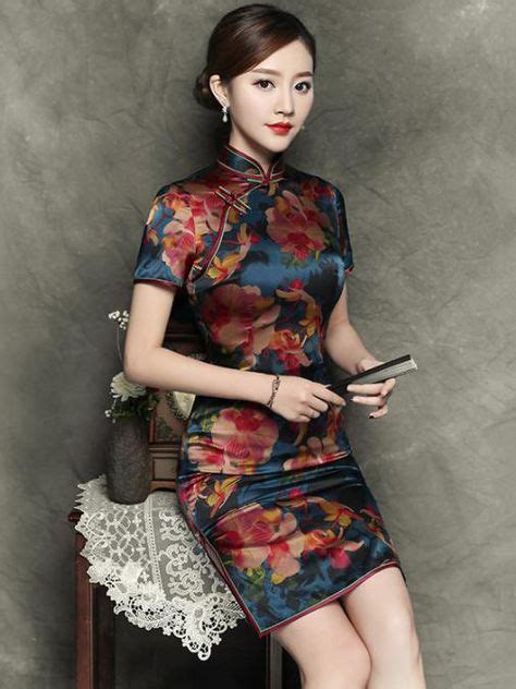 Elegant Flower Short Slim Cheongsam Dress In 2019 Cheongsam Dress