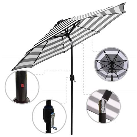 White Patio Umbrella With Solar Lights Patio Ideas