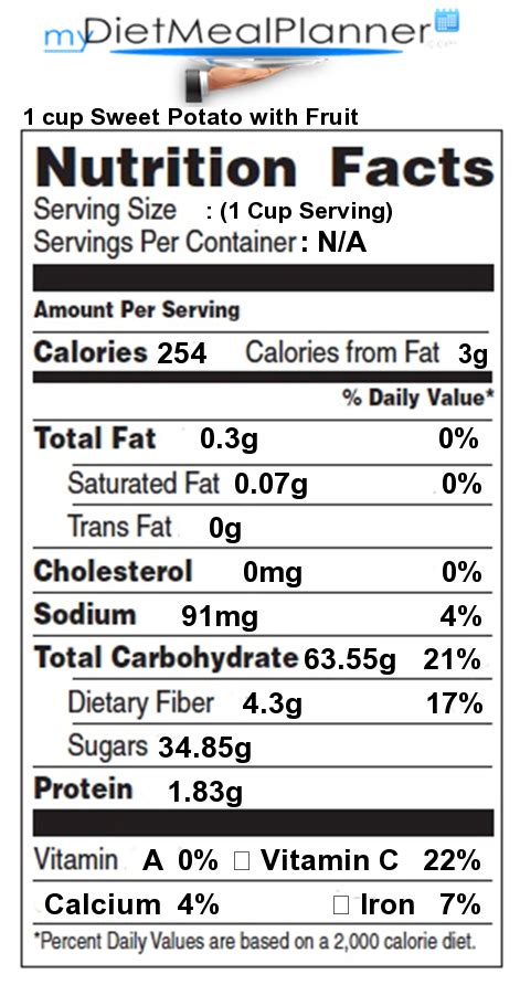 Calories In 1 Cup Sweet Potato With Fruit Nutrition Facts For 1 Cup