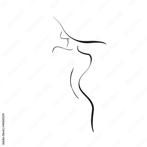 Abstract Female Figure Continuous Line Drawing Woman Body One Line