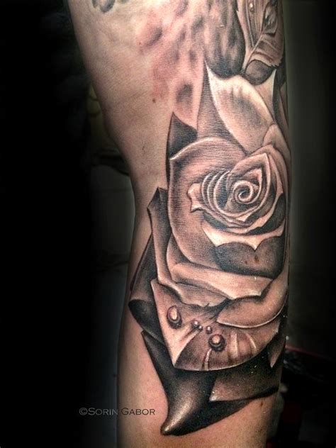 Realistic Black And Gray Rose Tattoo By Sorin Gabor Tattoonow