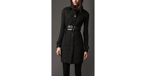 Burberry Long Quilted Trench Coat In Black Lyst