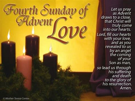 Fourth Sunday Of Advent Love Advent Prayers Advent Candles