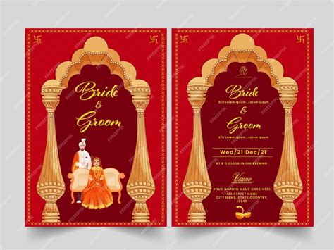 Premium Vector Indian Wedding Card Template Layout With Hindu